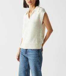 Torrance Collared Sweater Vest | Chalk