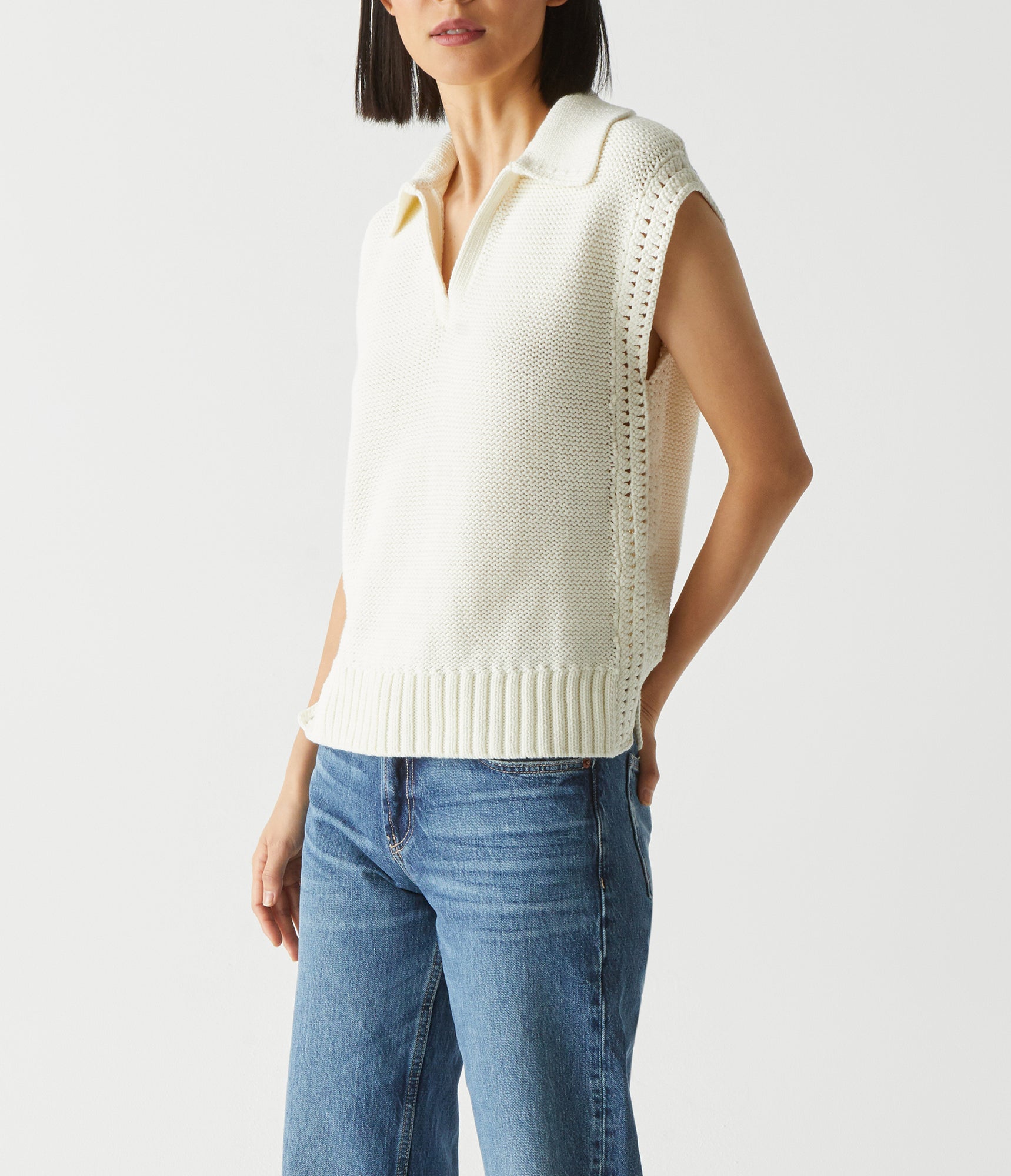 Torrance Collared Sweater Vest | Chalk