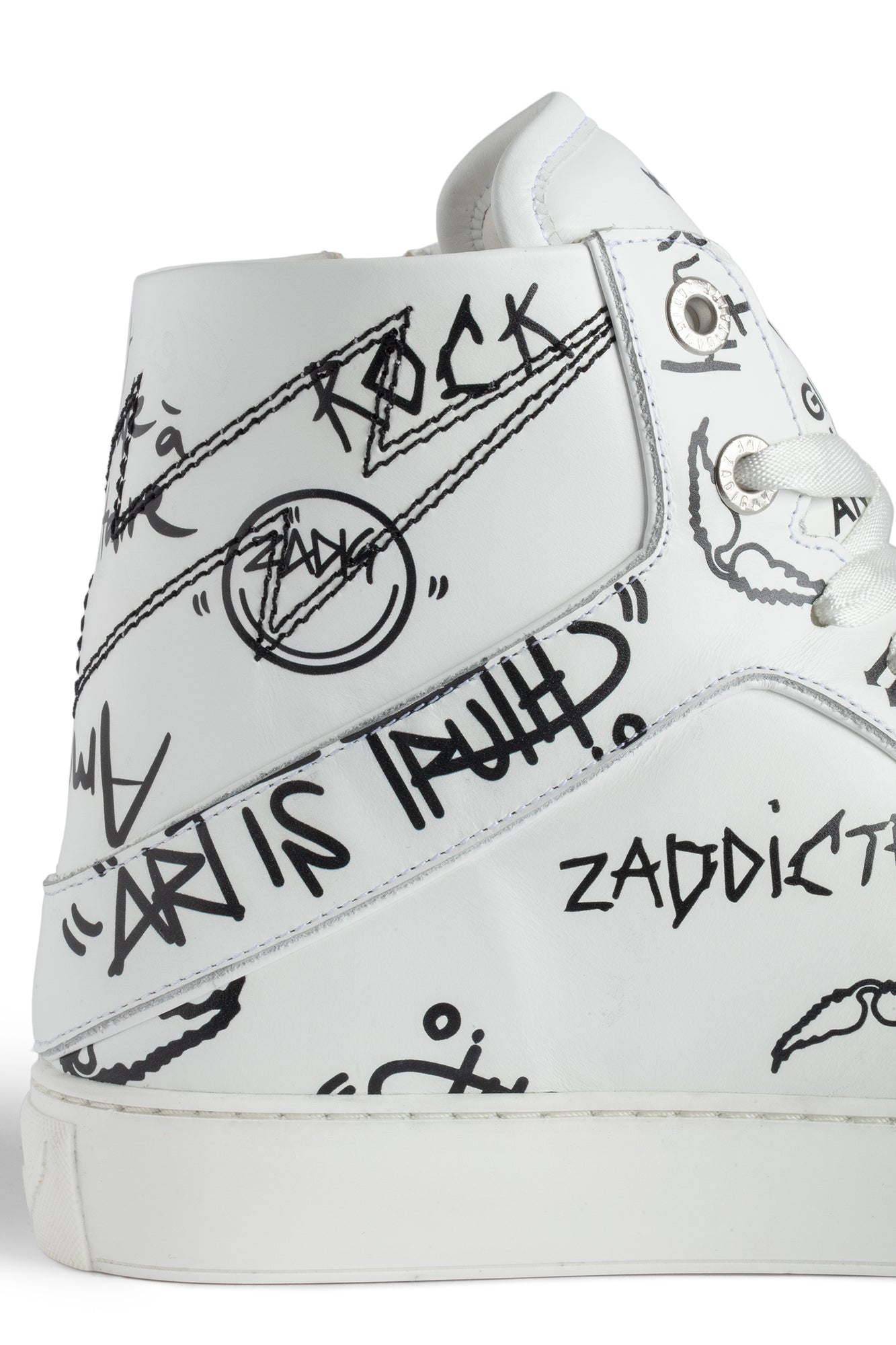 High Flash Smooth Calfskin Graffiti Sneakers | White