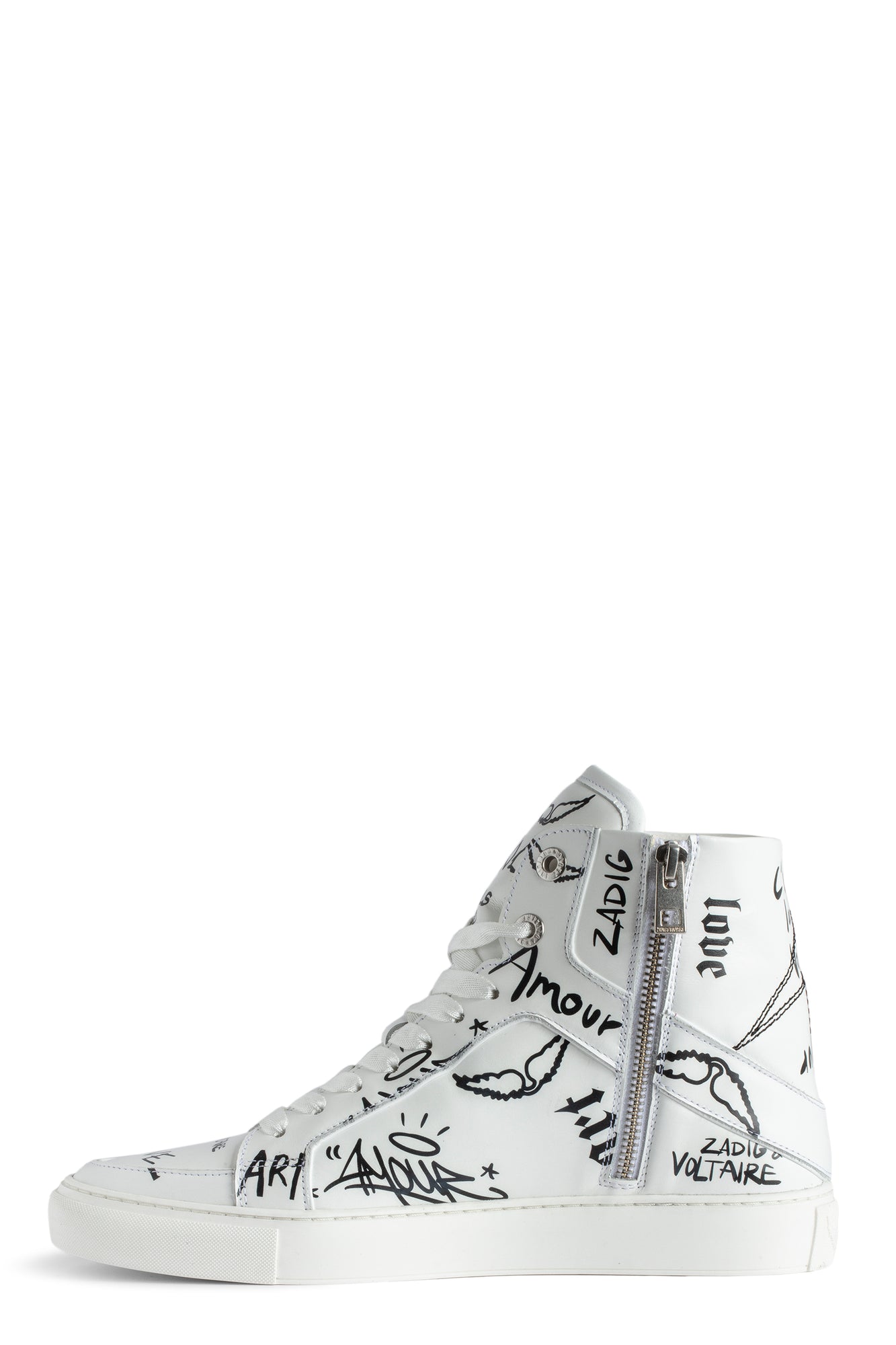 High Flash Smooth Calfskin Graffiti Sneakers | White