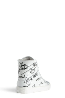 High Flash Smooth Calfskin Graffiti Sneakers | White