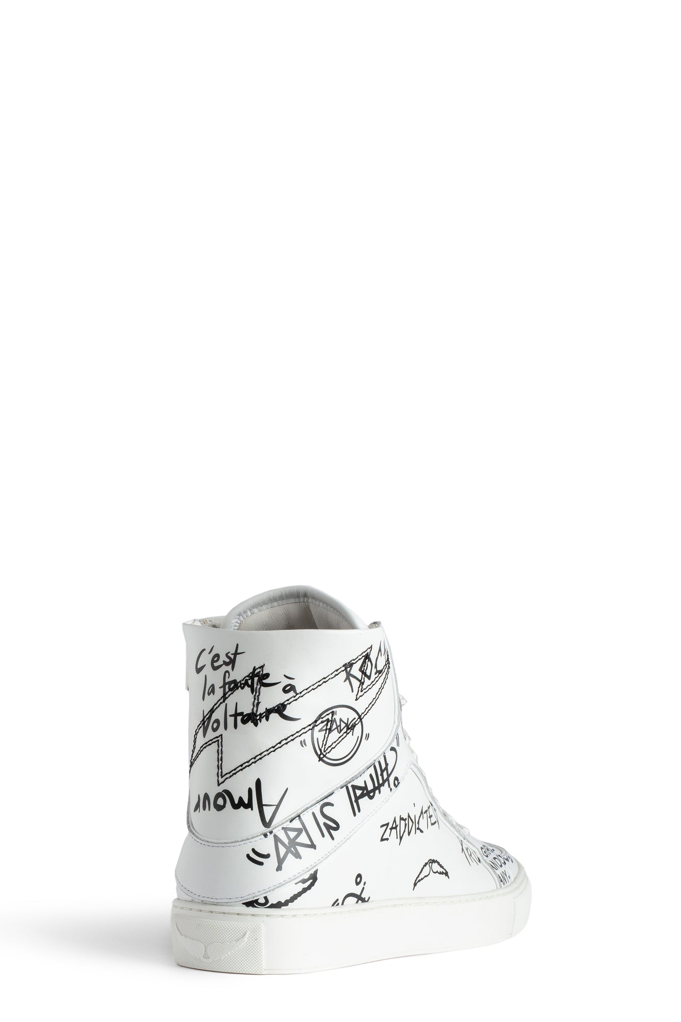 High Flash Smooth Calfskin Graffiti Sneakers | White