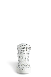 High Flash Smooth Calfskin Graffiti Sneakers | White