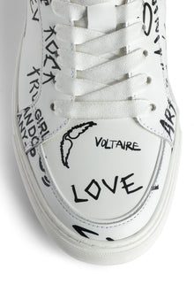 High Flash Smooth Calfskin Graffiti Sneakers | White