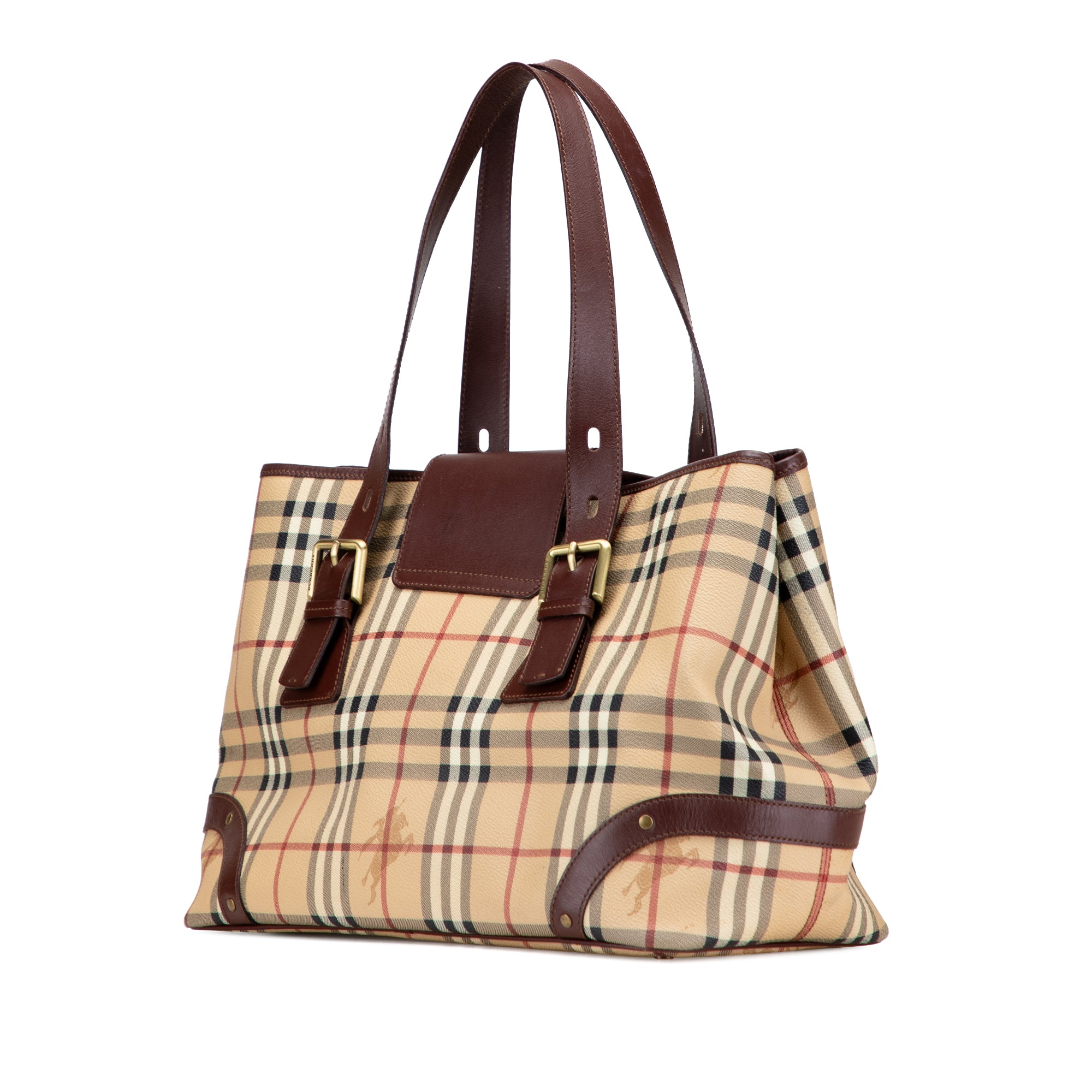 Burberry | Pre-Owned Haymarket Check Coated Canvas Tote | Beige
