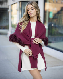 Knit Vest With Select Mongolian Shearling Lamb Trim (Tg) | Burgundy