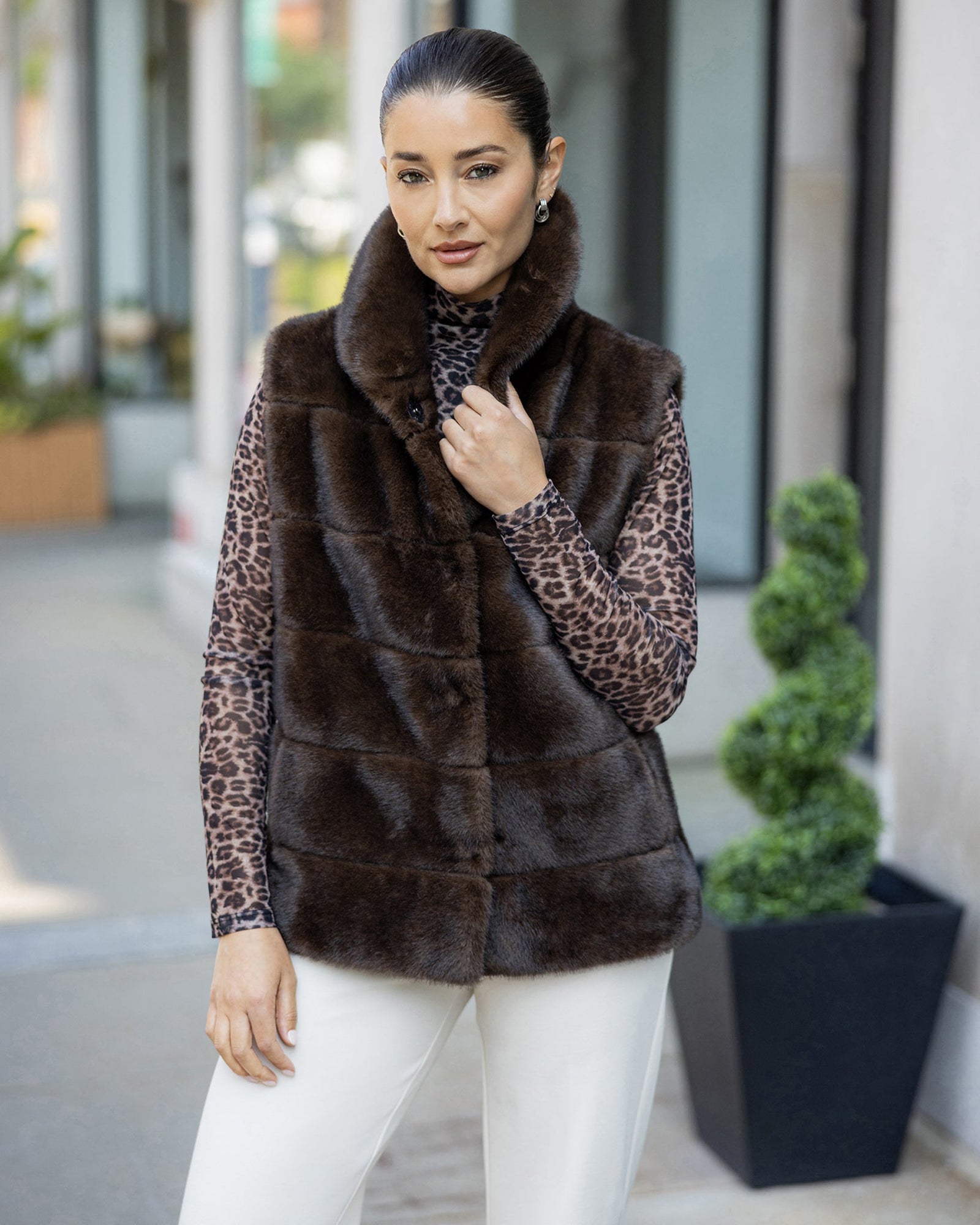 Fur-Free Mink (Faux Fur) Vest | Brown
