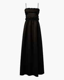 Ruffle Bib Maxi Dress | Black