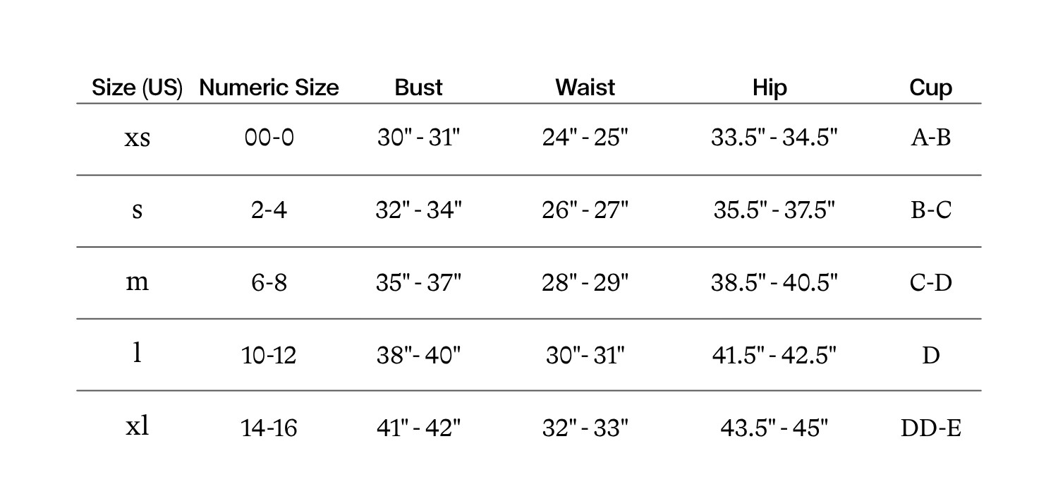 Product size guide
