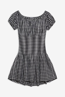 Sadie Gingham Mini Dress in Black Gingham