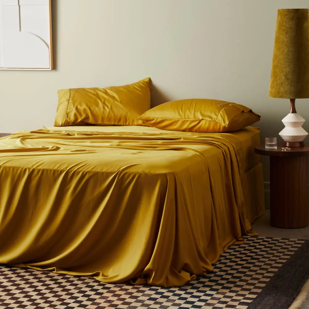 Airy CleanBamboo Sateen+ Sheet Set | Queen | Saffron