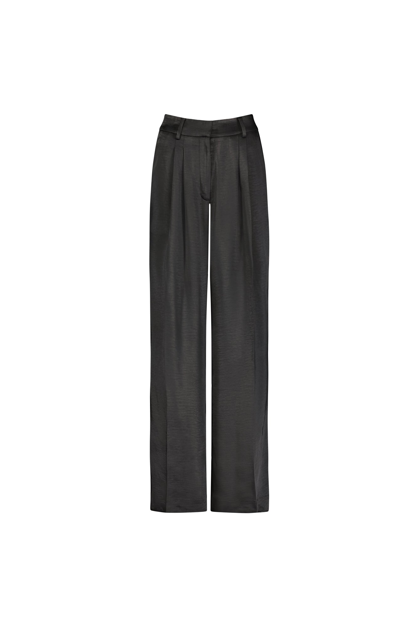 Wide Leg Black Satin Trouser | Black