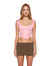 Satin Beaded Lace-Up Bustier Top | Blossom