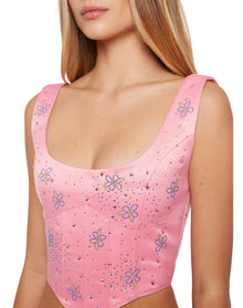 Satin Beaded Lace-Up Bustier Top | Blossom