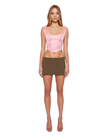 Satin Beaded Lace-Up Bustier Top | Blossom