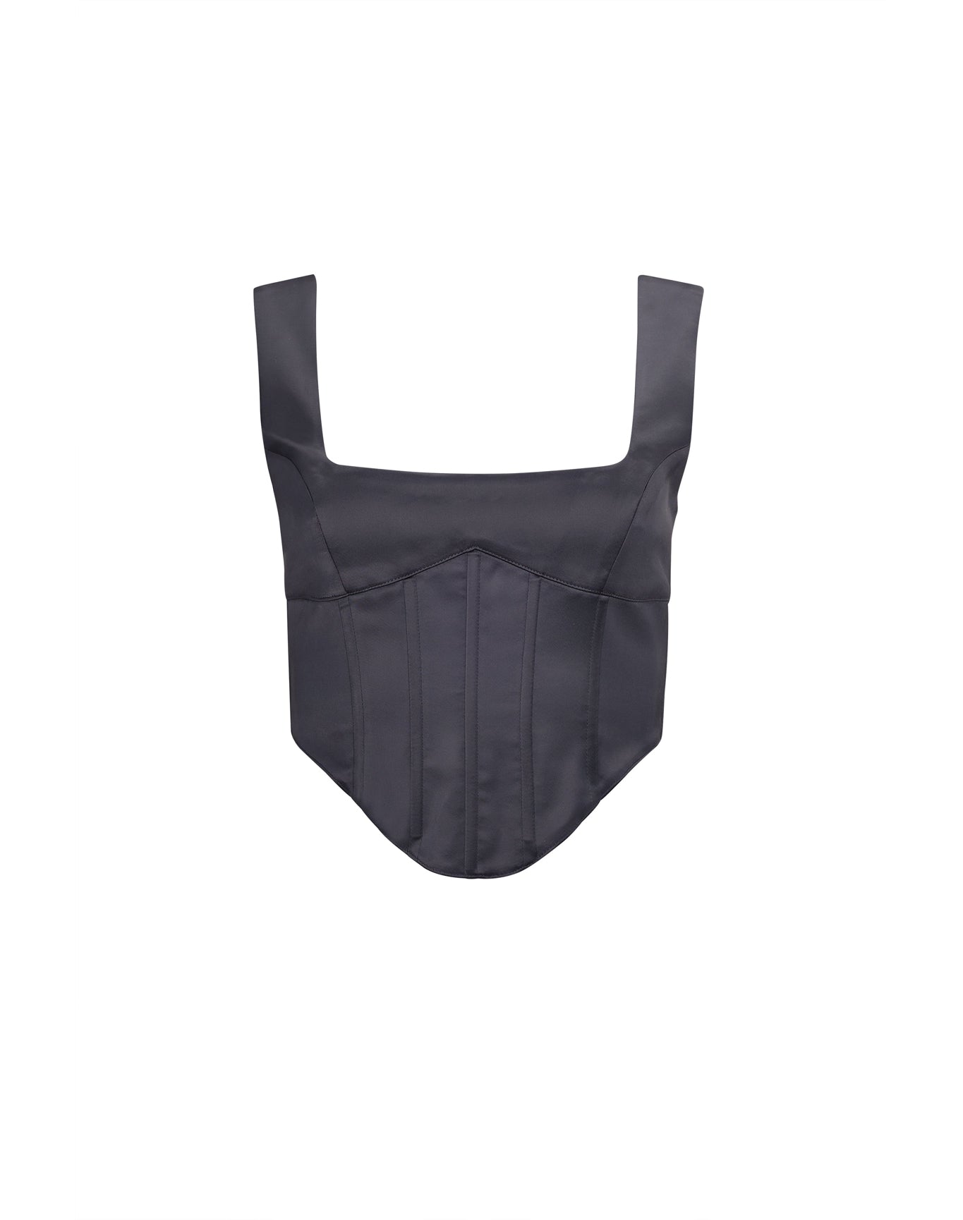 Satin Lace-Up Bustier Top | Black