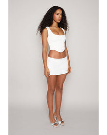 Satin Lace-Up Bustier Top | White