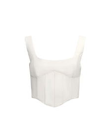 Satin Lace-Up Bustier Top | White