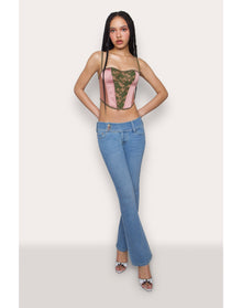 Satin Lace Panel Bustier Corset | Mulberry