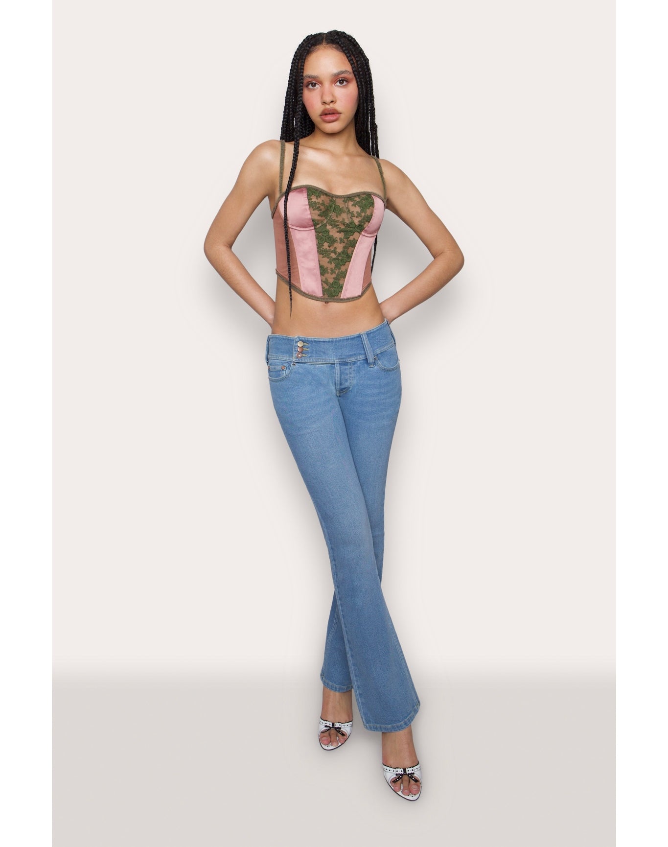 Satin Lace Panel Bustier Corset | Mulberry