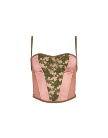 Satin Lace Panel Bustier Corset | Mulberry