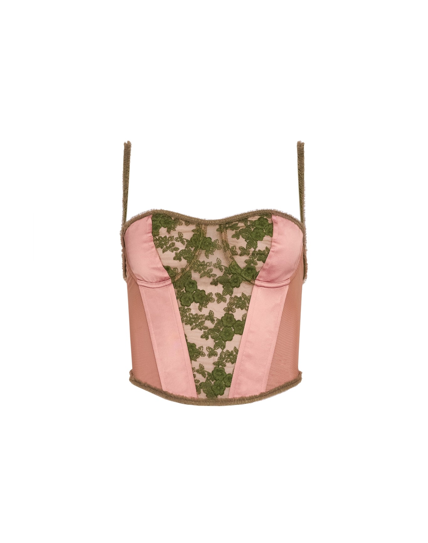 Satin Lace Panel Bustier Corset | Mulberry