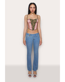 Satin Lace Panel Bustier Corset | Mulberry