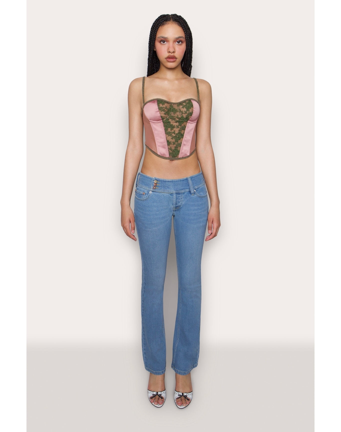 Satin Lace Panel Bustier Corset | Mulberry