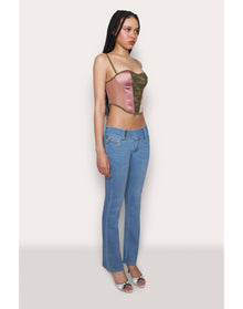 Satin Lace Panel Bustier Corset | Mulberry