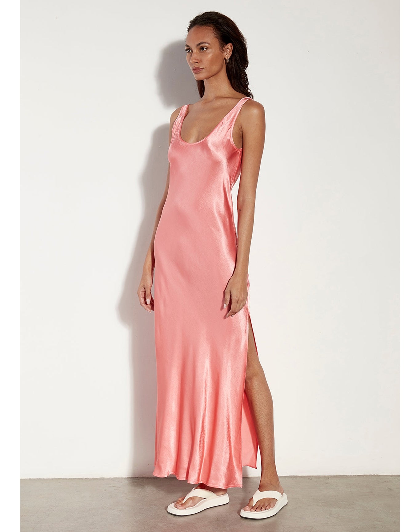 Satin Tank Dress | Coral