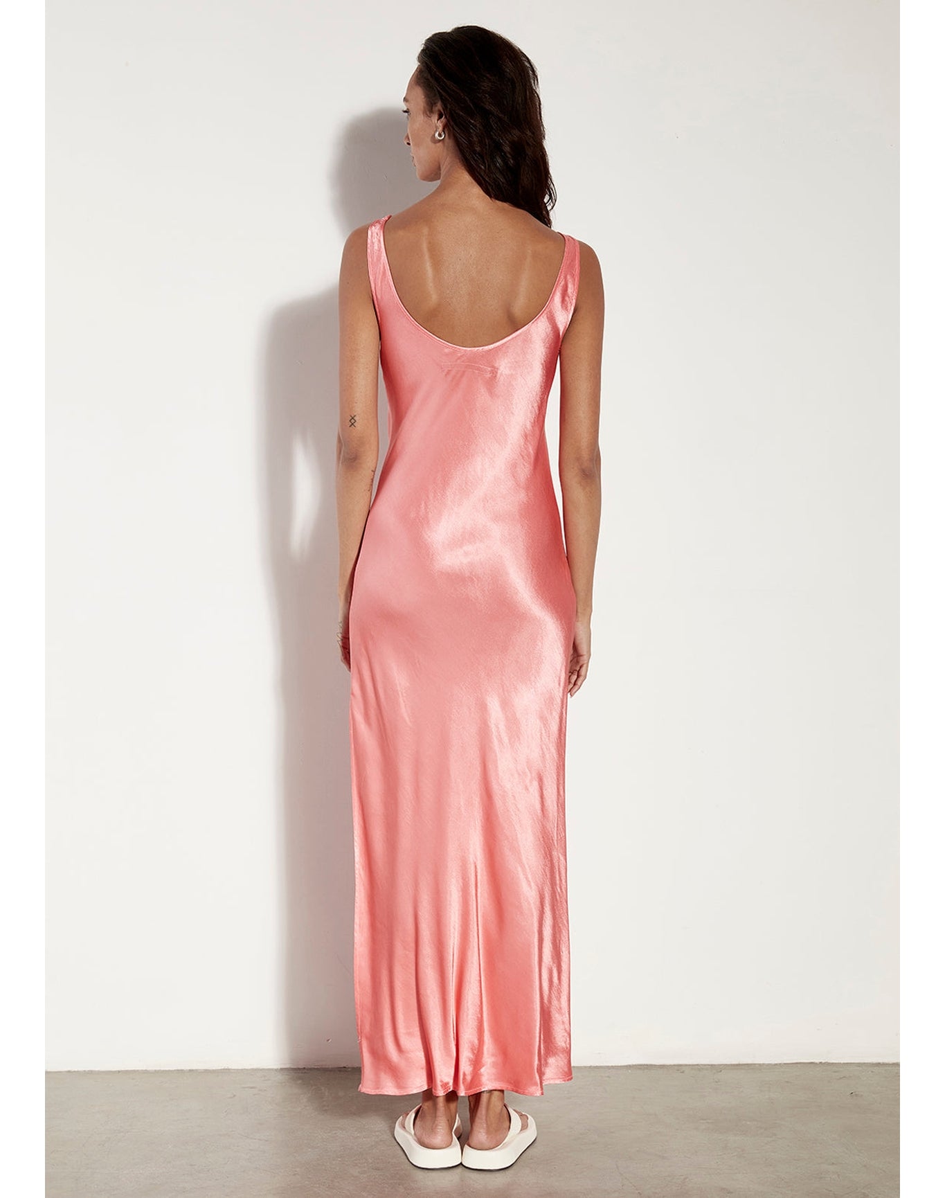 Satin Tank Dress | Coral
