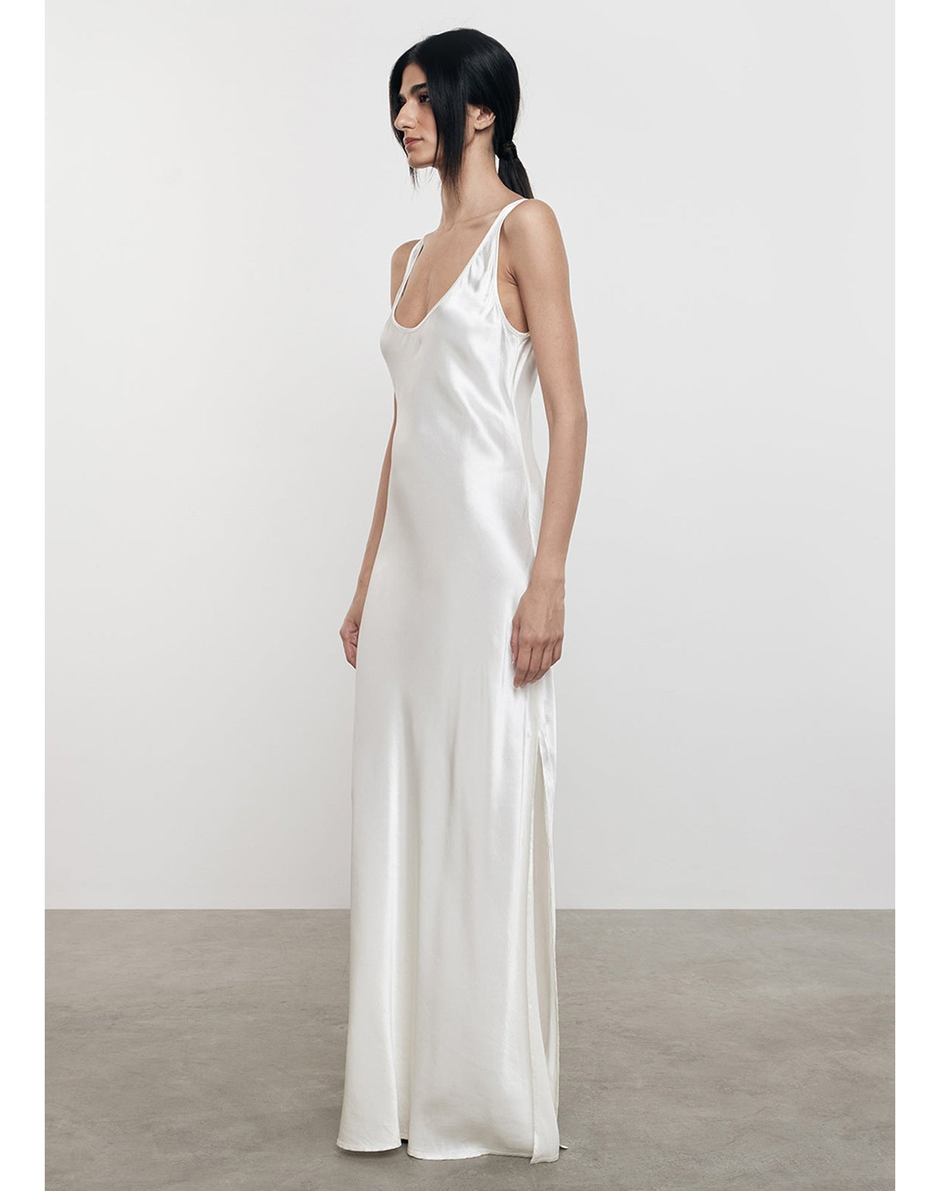 Satin Tank Dress | White