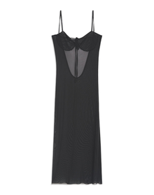 Scoop Back Power Mesh Maxi Dress | Black