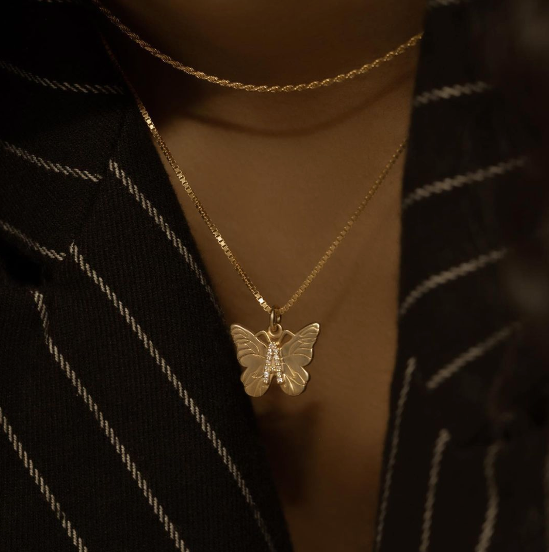 The Butterfly Initial Pendant Necklace | 18KT Gold Vermeil & Sterling Silver