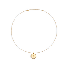 The Block Pave' Initial Disc Necklace | 18KT Gold Vermeil & Sterling Silver