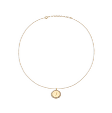 The Block Pave' Initial Disc Necklace | 18KT Gold Vermeil & Sterling Silver