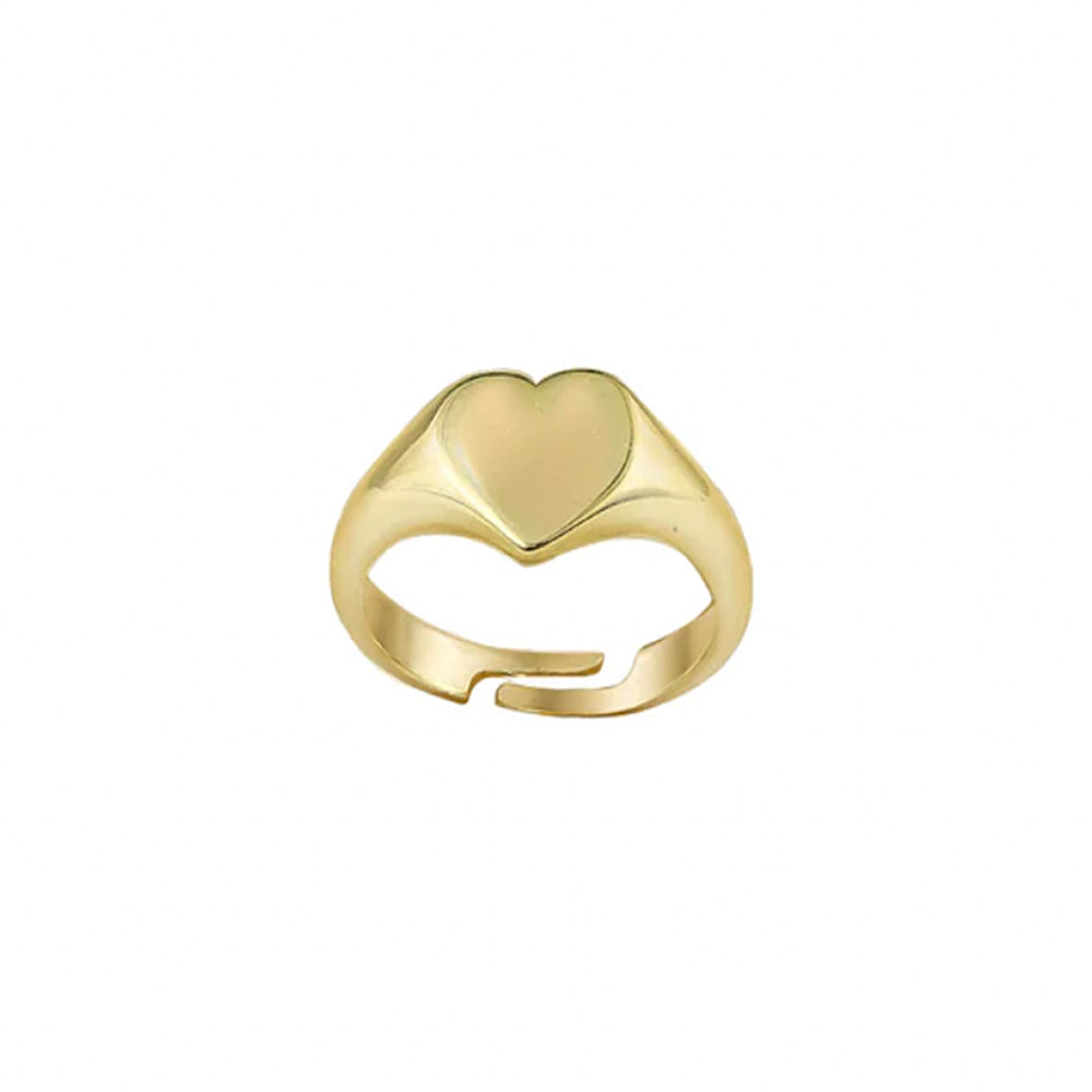 The Tiny Heart Pinky Signet Ring | 18KT Gold Vermeil & Sterling Silver