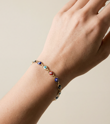 The Multi Color Evil Eye Link Bracelet | 18Kt Gold-Filled