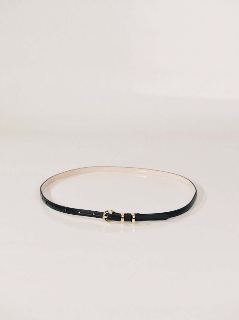 Thin Belt Belt | Black & 24K Gold