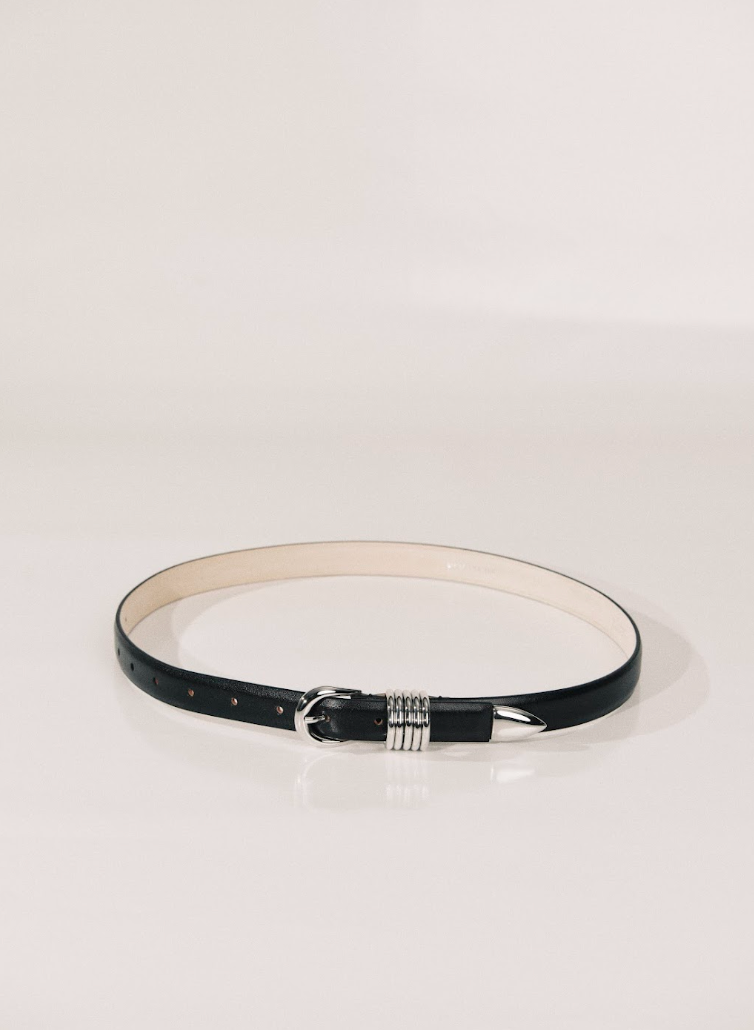 Mini Hollyhock Belt | Black & Silver