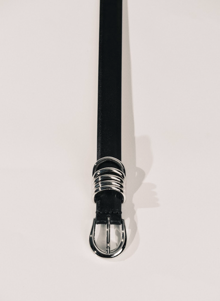 Mini Hollyhock Belt | Black & Silver