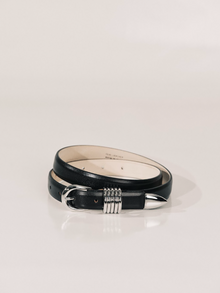 Mini Hollyhock Belt | Black & Silver