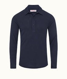 Sebastian Cashmere Tailored Fit Long-Sleeve Cashmere Polo Shirt | Lagoon Blue