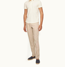Sebastian Cotton Silk 007 Tailored Fit Short-Sleeve Cotton-Silk Polo Shirt | White Sand
