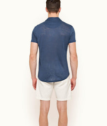 Sebastian Linen Tailored Fit Linen Polo Shirt | Classic Blue
