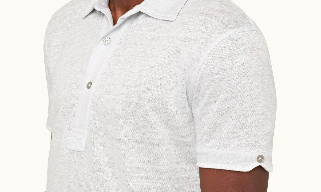 Sebastian Linen Tailored Fit Linen Polo Shirt | Serenity Blue
