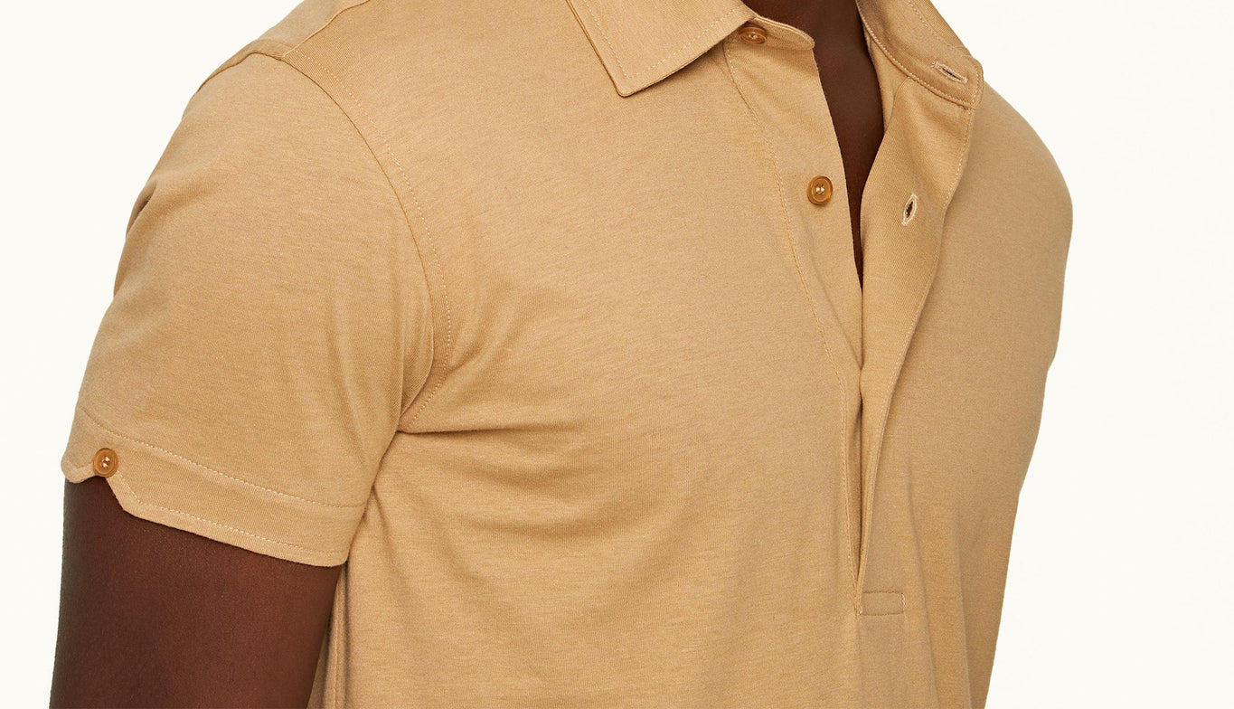 Sebastian Silk Tailored Fit Cotton-Silk Polo Shirt | Biscuit