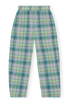 Seersucker Check Elasticated Trousers | Lagoon