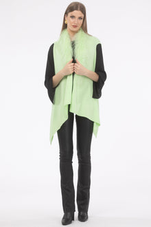 Select Cashmere And Merino Wool Blend Vest With Select Mongolian Lamb Trim | Lime Green