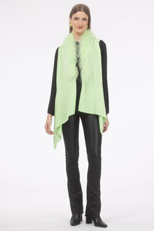 Select Cashmere And Merino Wool Blend Vest With Select Mongolian Lamb Trim | Lime Green